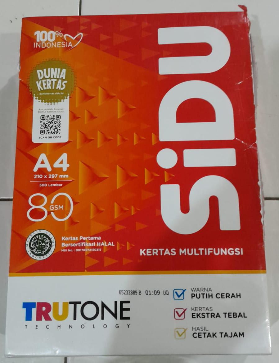 KERTAS A4 SIDU 80 GSM 1 RIM