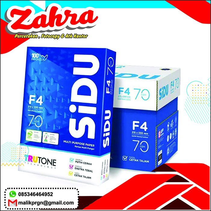 KERTAS F4 SIDU  70 GRAM