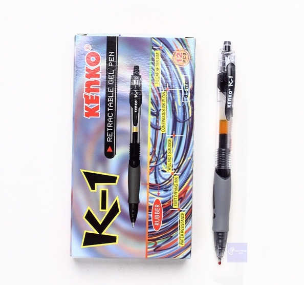 KENKO - K1 Hitam dan Biru Pulpen Bolpen Ball