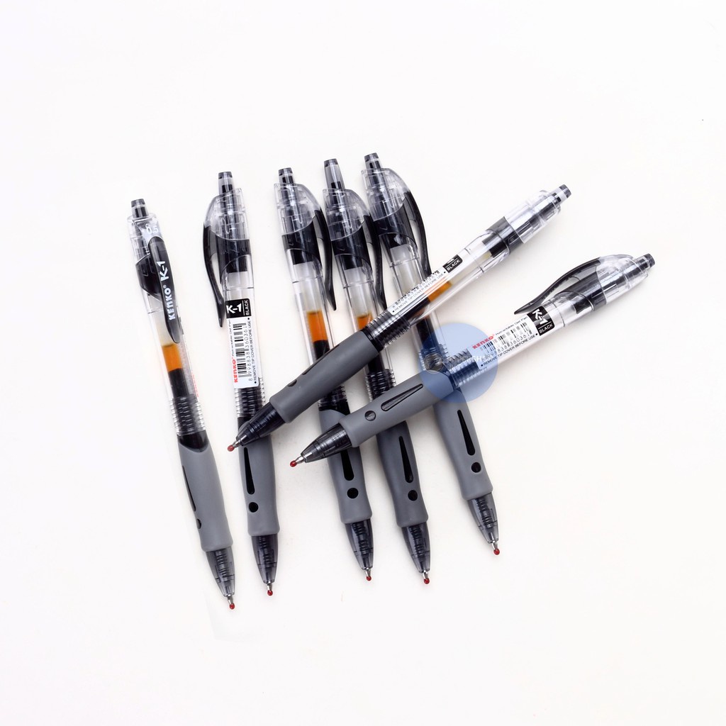 KENKO - K1 Hitam dan Biru Pulpen Bolpen Ball