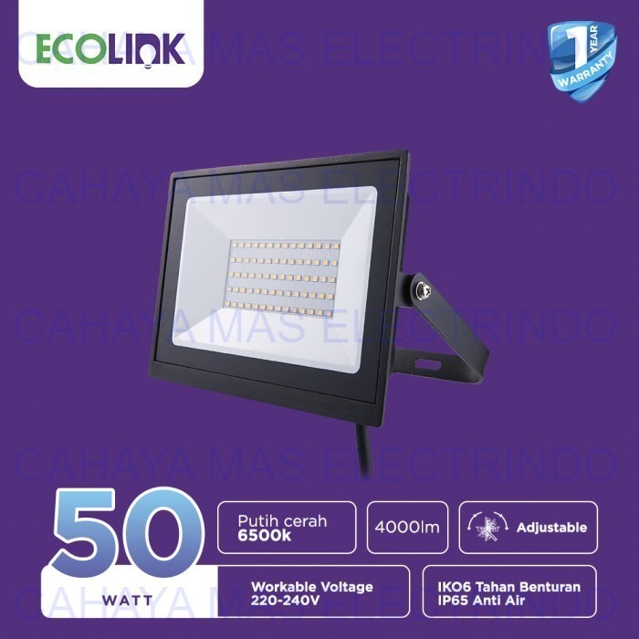 Ecolink Lampu Sorot Tembak Outdoor LED Flood Light 50W Putih Cool