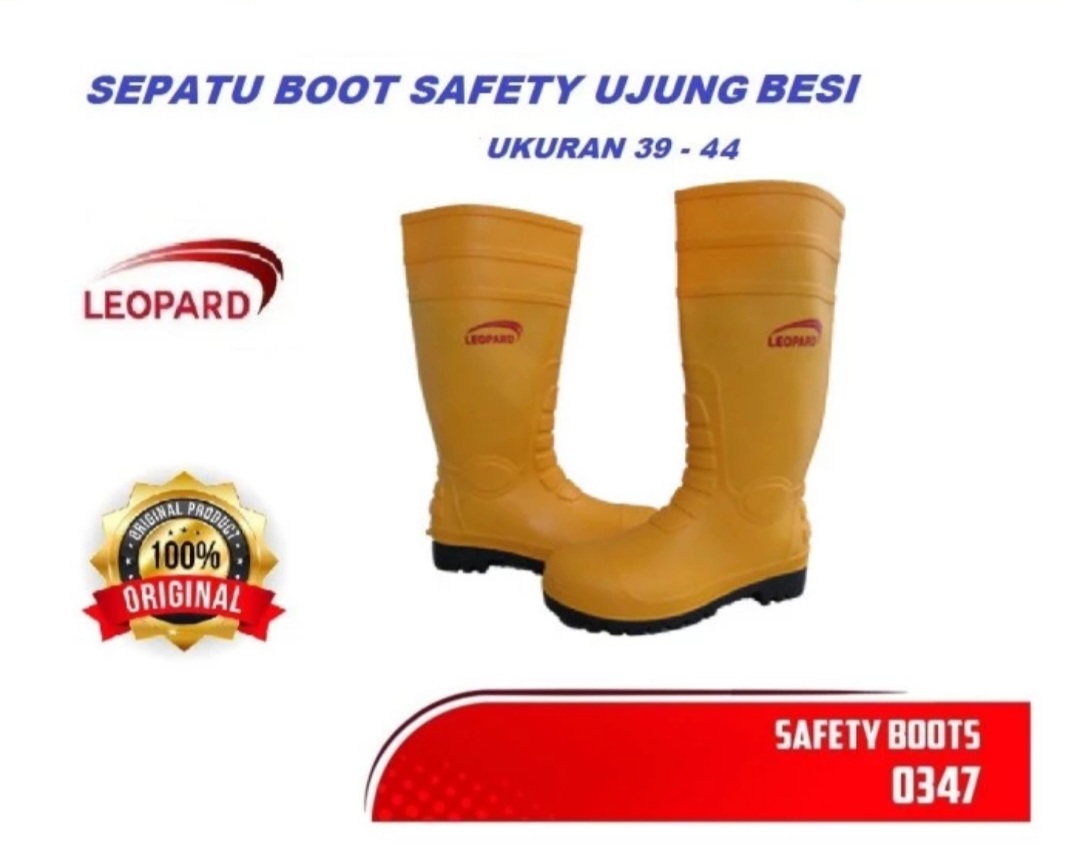 Sepatu Boots Safety merk Leopard (Ujung Besi)