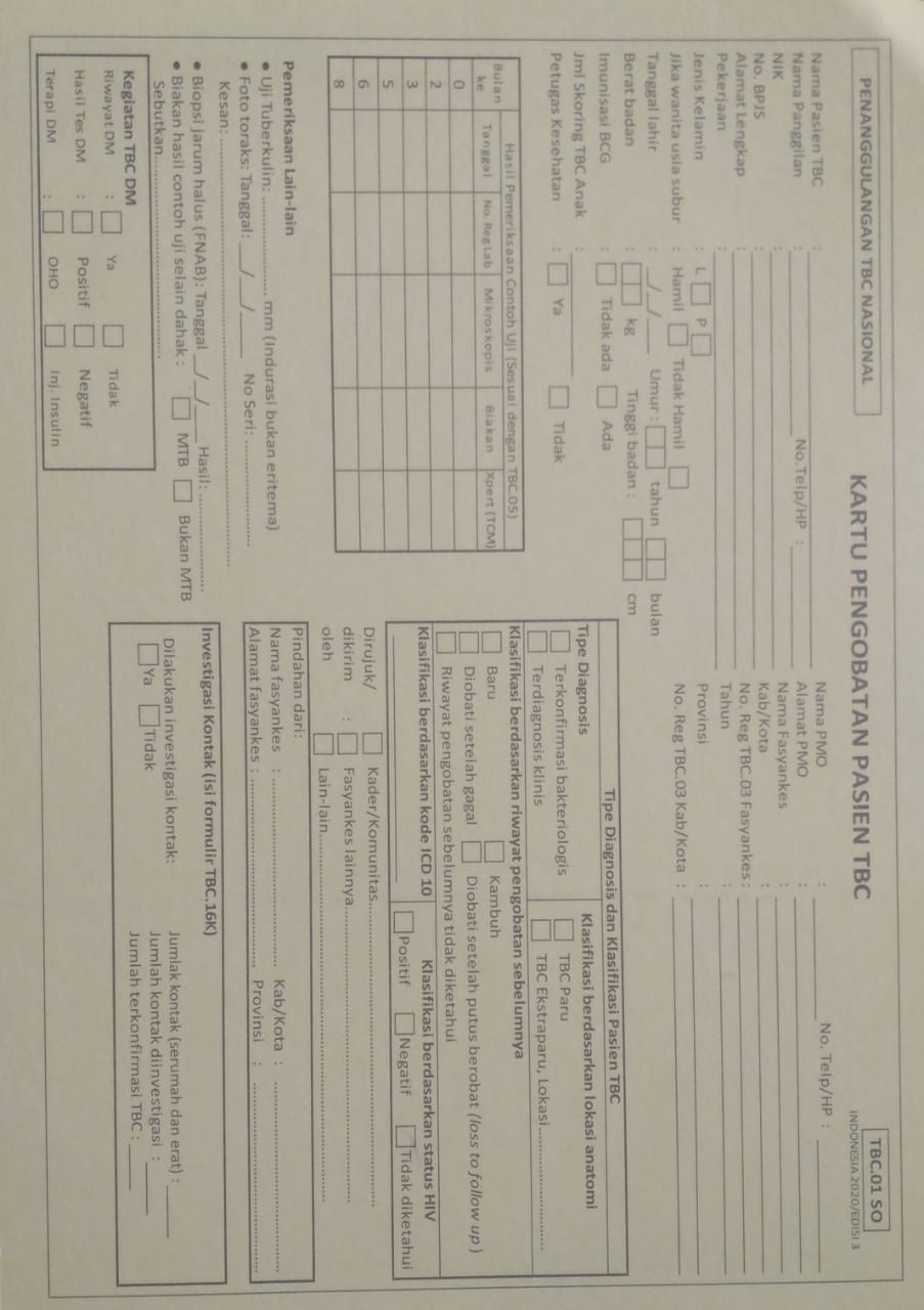 Kartu Pengobatan Pasien TBC