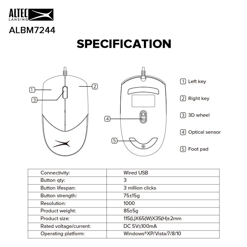 MOUSE USB ALTEC LANSING ALBM7244