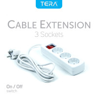 TERA Stop Kontak Cable Extension 3 Sockets - White - 1.5 Meter