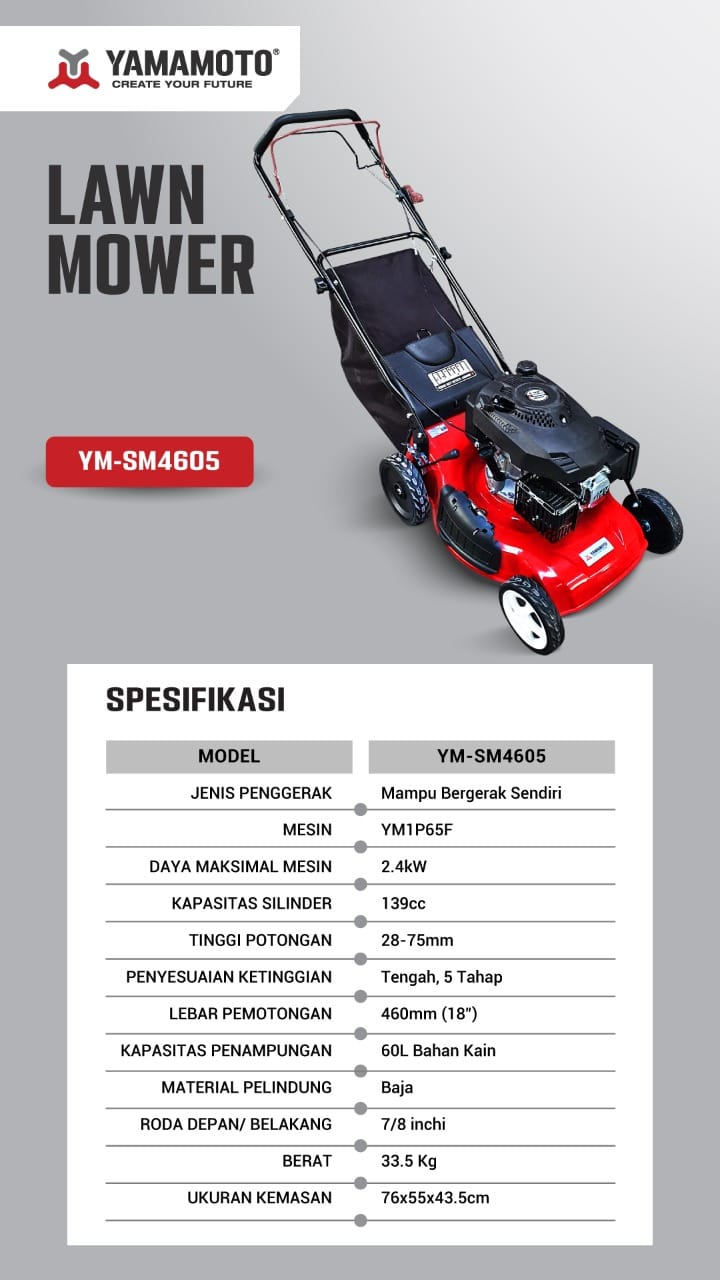 Mesin Rumput Dorong Lawn Mower YM-SN4605