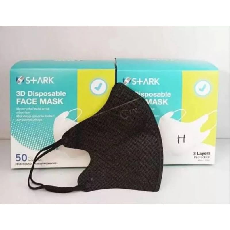 Masker Duckbill 3 Ply Facemask isi 50 Pcs Warna Hitam dan Putih