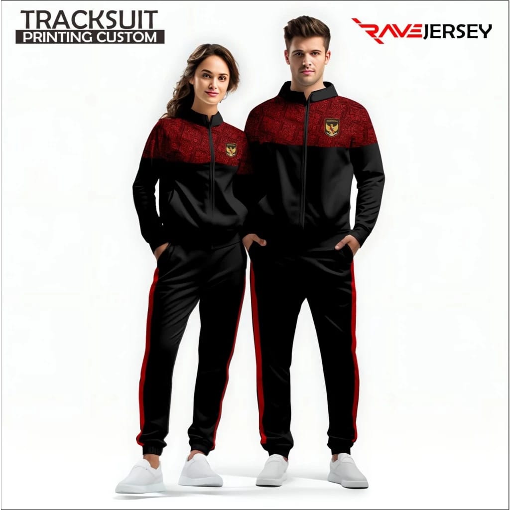 Tracsuit Timnas Indonesia Printing Custom, Jaket Kontingen Printing Setelan Jaket