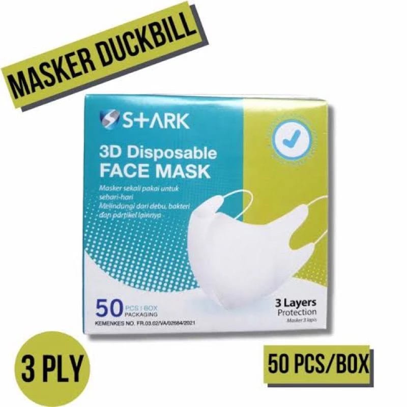 Masker Duckbill 3 Ply Facemask isi 50 Pcs Warna Hitam dan Putih