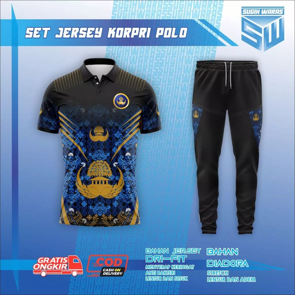 Set Jersey Polo Korpri Olahraga Running Sport