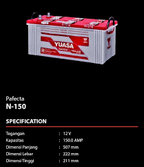 Aki Basah YUASA PAFECTA N 150 AMPERE Original