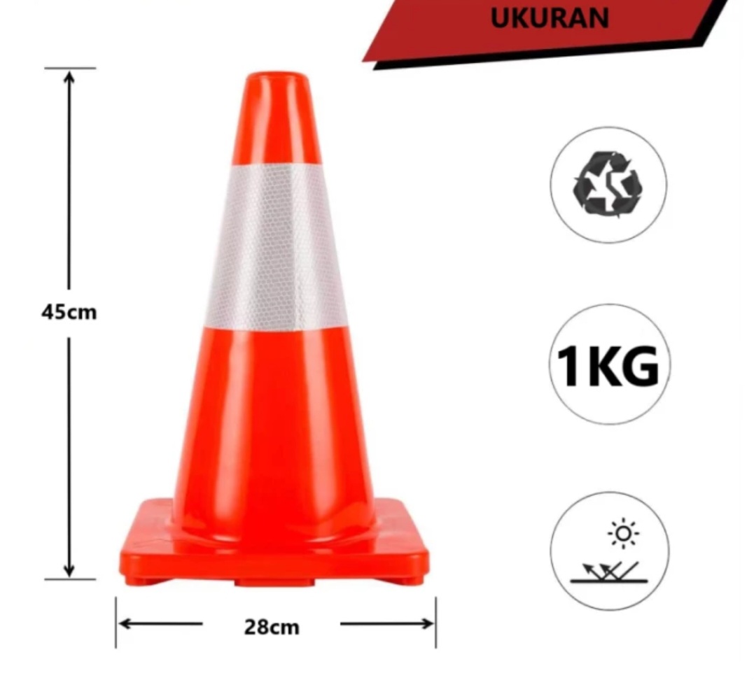 Traffic Cone Rubber Tinggi 45 Cm