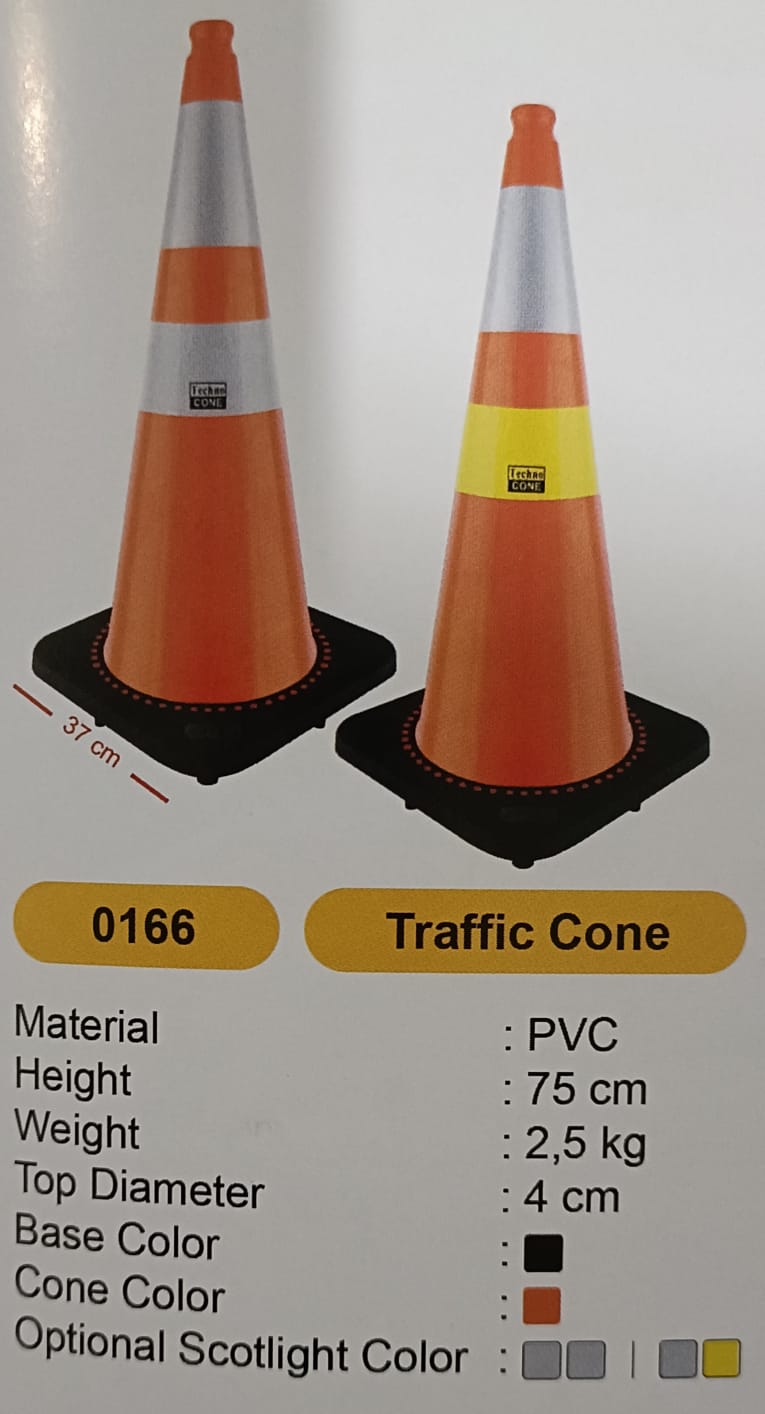 Traffic Cone Rubber Tinggi 75 Cm Base Hitam