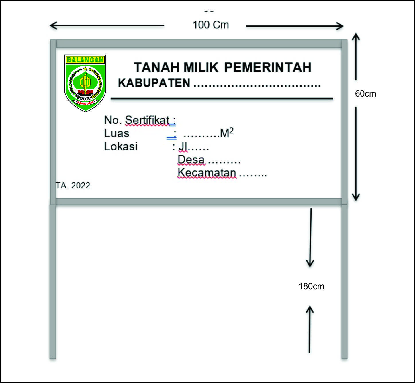 Papan Nama, Tempat/Kantor/Sekolah dll,  sedang