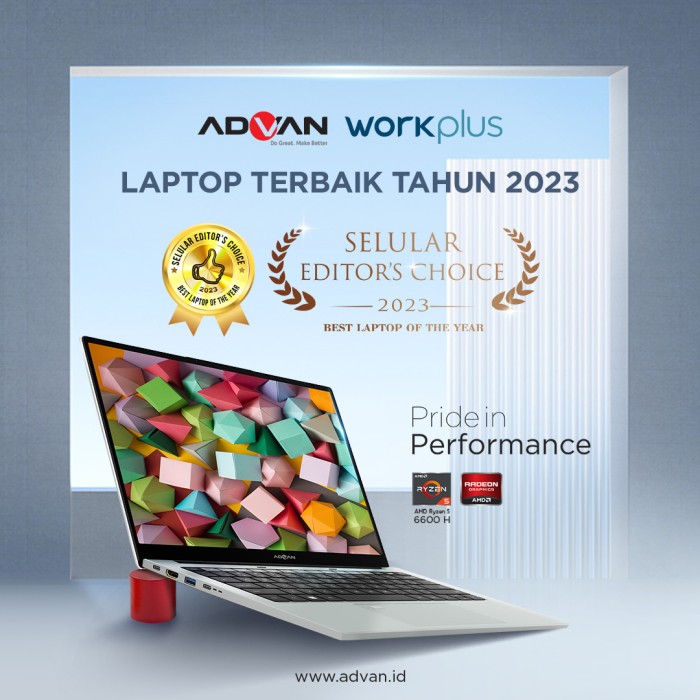 ADVAN Laptop Workplus AMD RYZEN 5 6600H 14'' FHD IPS 16GB 512GB Win 11