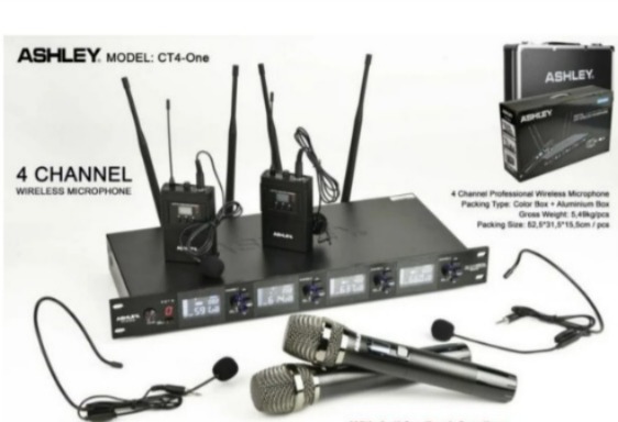 MIC WIRELESS ASHLEY CT4 ONE CT 4 ONE 2 MIC PEGANG 2 MIC CLIP ON HEADSET ACA KOPER ORIGINAL