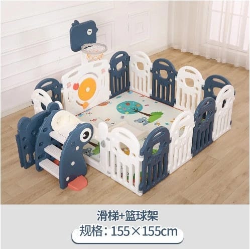 Playground Indoor Set Pagar Uk 155*155 Ayunan Perosotan Ring Baske