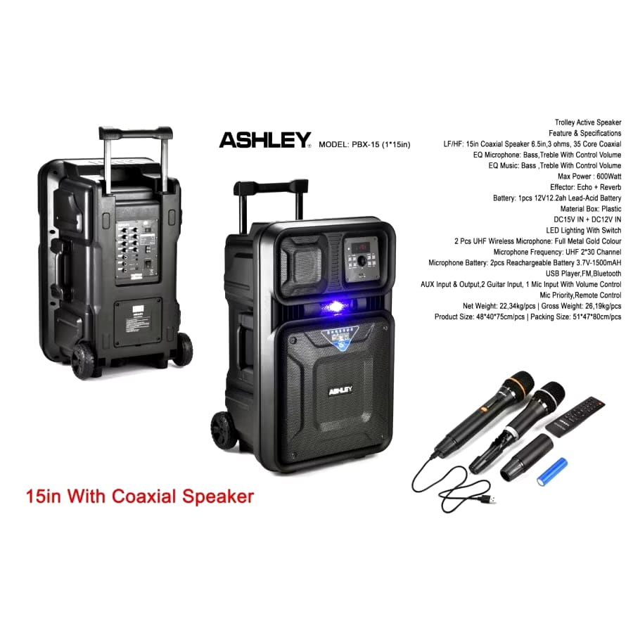 SPEAKER PORTABLE ASHLEY PBX15 PBX 15 ORIGINAL