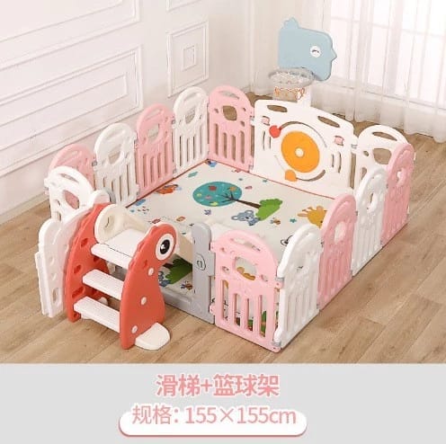 Playground Indoor Set Pagar Uk 155*155 Ayunan Perosotan Ring Baske