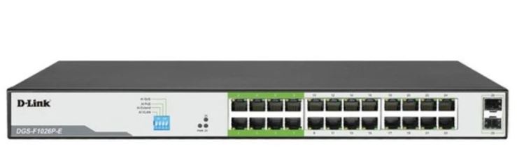 D-Link DGS-F1026P-E 250M 24-Port Gigabit Switch PoE with 2 SFP