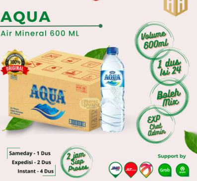 AQUA 600ML Air Mineral Botol 600ml 1 dus