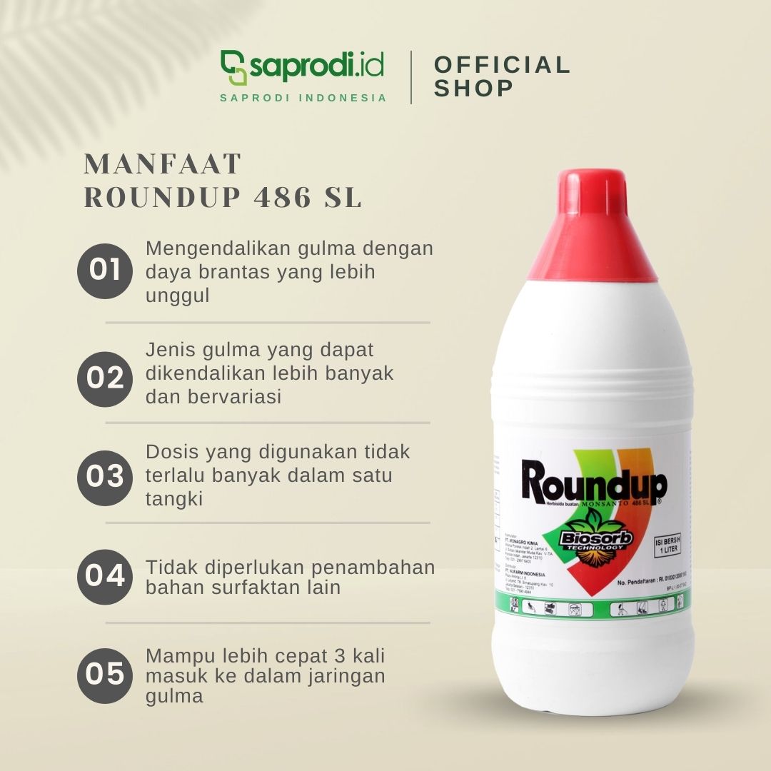 Herbisida Roundup 486 Sl Pembasmi Rumput & Gulma Liar 1 Liter