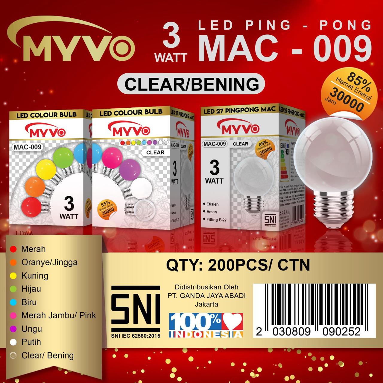 Lampu Led hias MYVO warna warni 3 watt