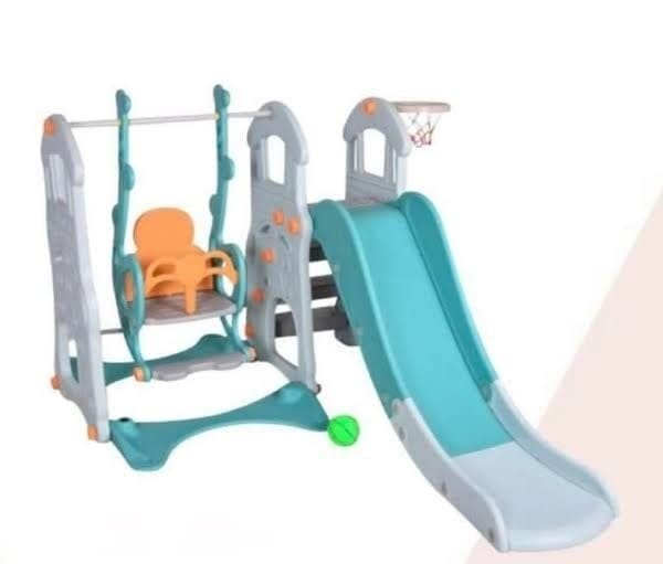 Playground Anak 3-in-1 – Slide, Ayunan & Ring Basket + Bonus Playmat