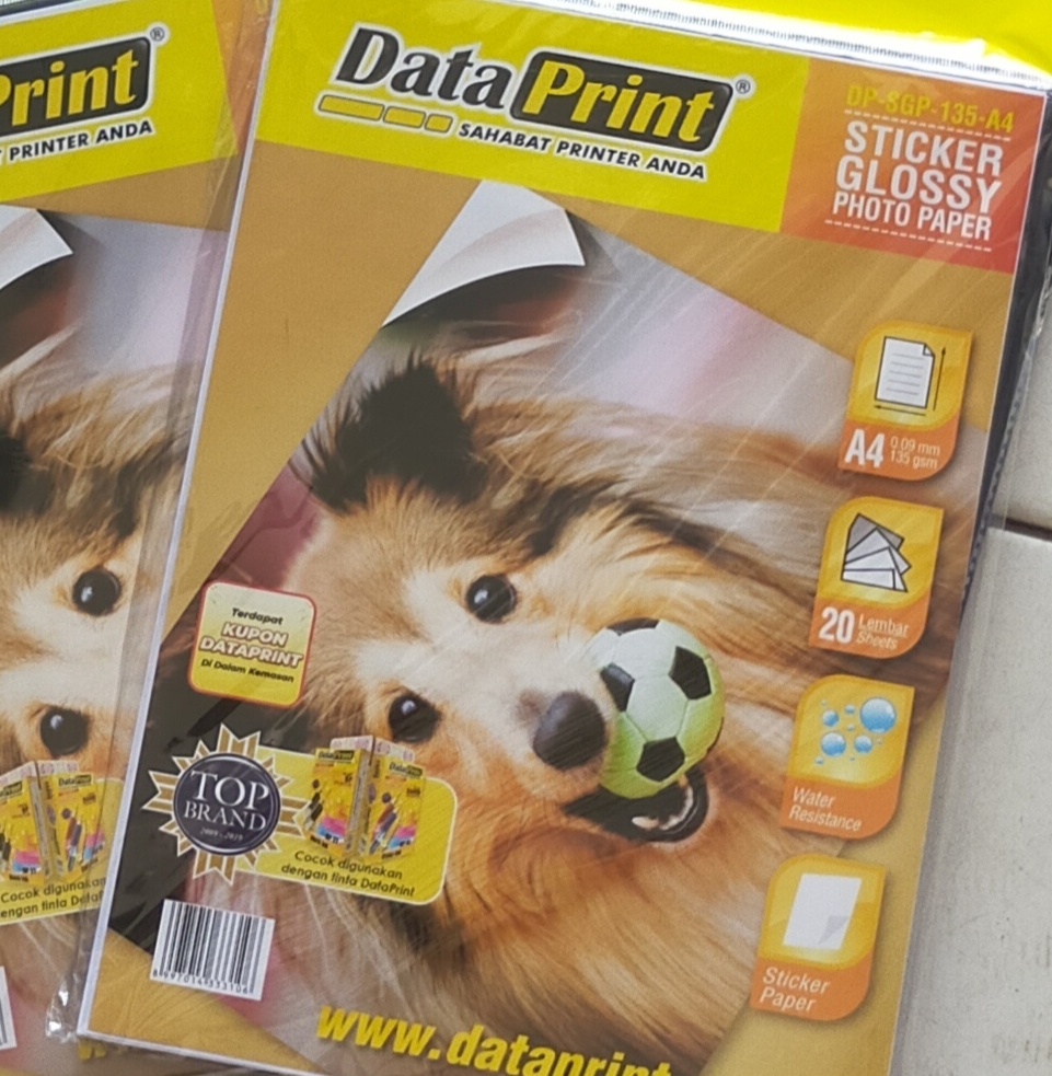 Data print sticker glossy photo paper