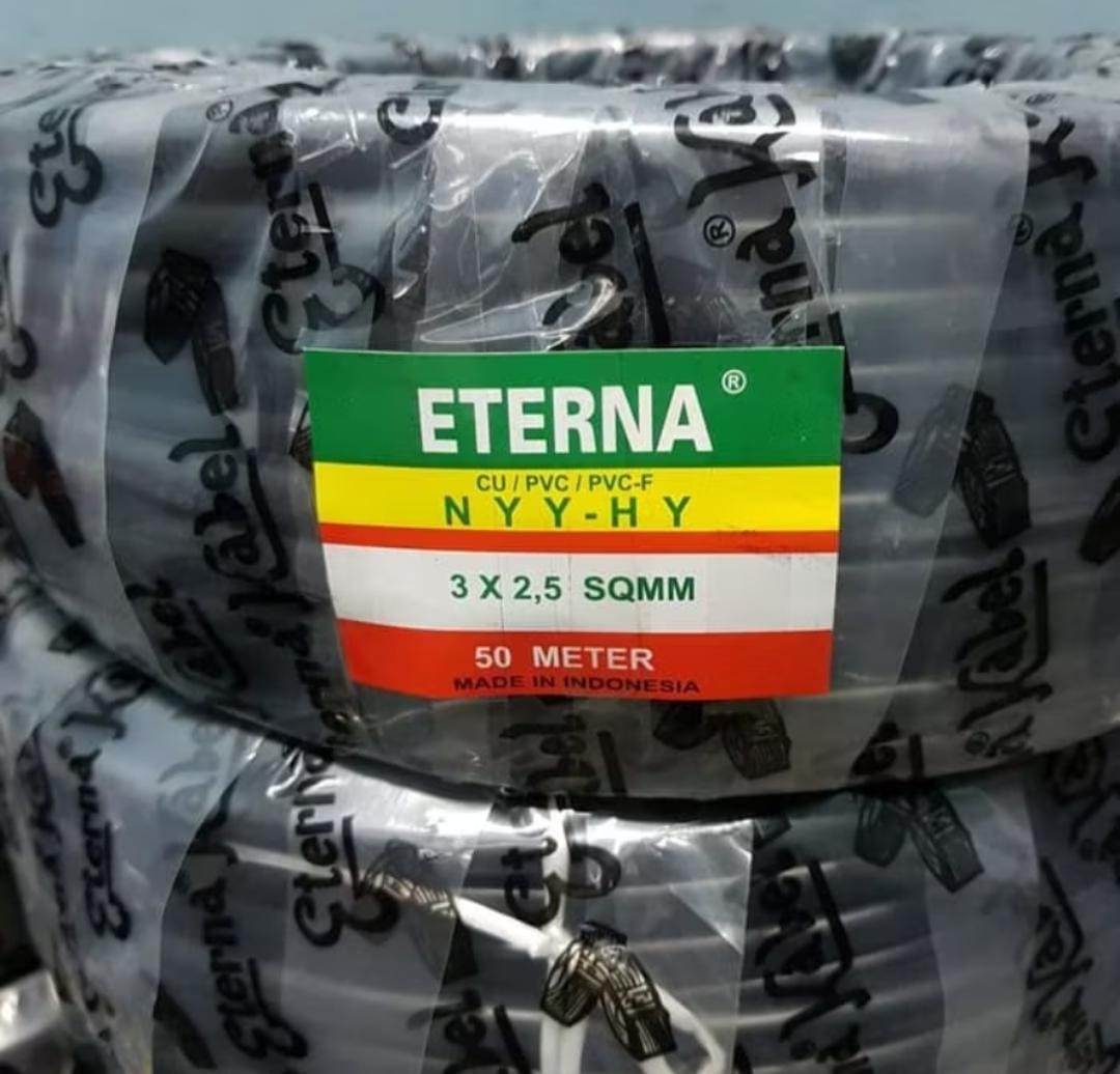 Kabel Eterna NYYHY 3x2.5 Serabut Hitam 50meter