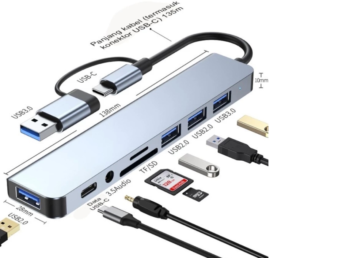 USB HUB 8 in 1 PORT 3.0