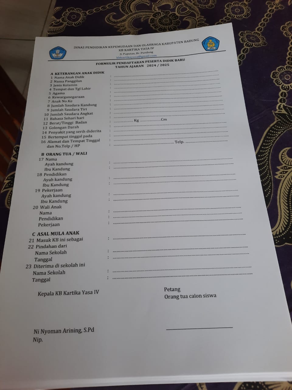 CETAK BLANGKO PERIZINAN 