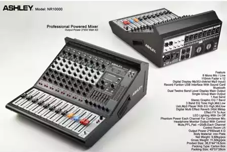 Power Mixer Ashley NR 10000 Original Bluetooth Usb 8 Channel