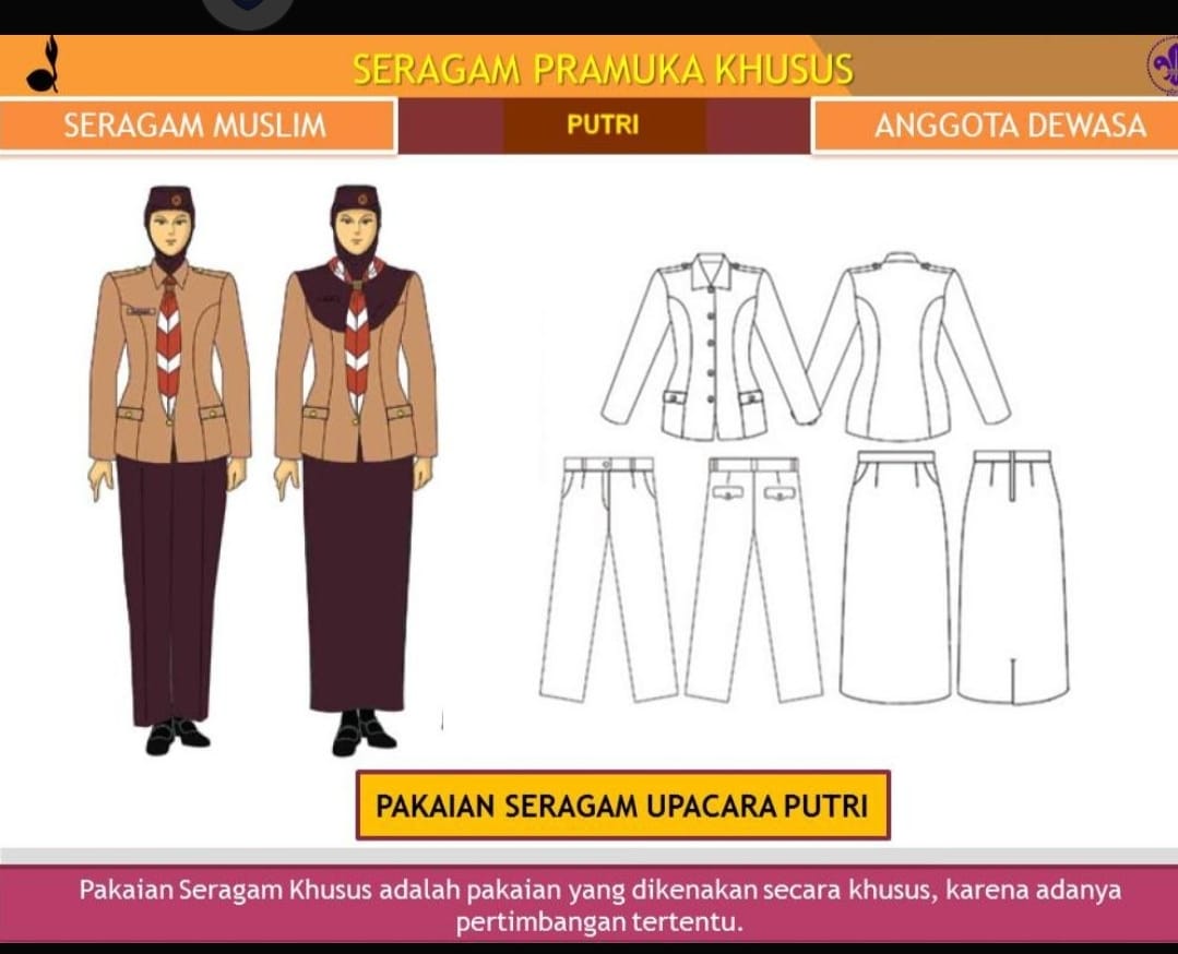 Pakaian Dinas Lapangan Baju seragam Pramuka Khusus dewasa wanita berjilbab