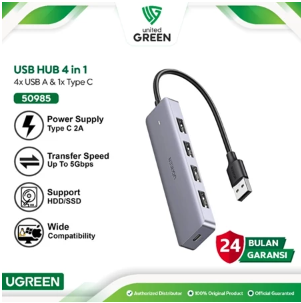UGREEN USB Hub 4 Port USB 3.0 Female Adaptor Converter Metal Plate Slim Adapter USB 50985