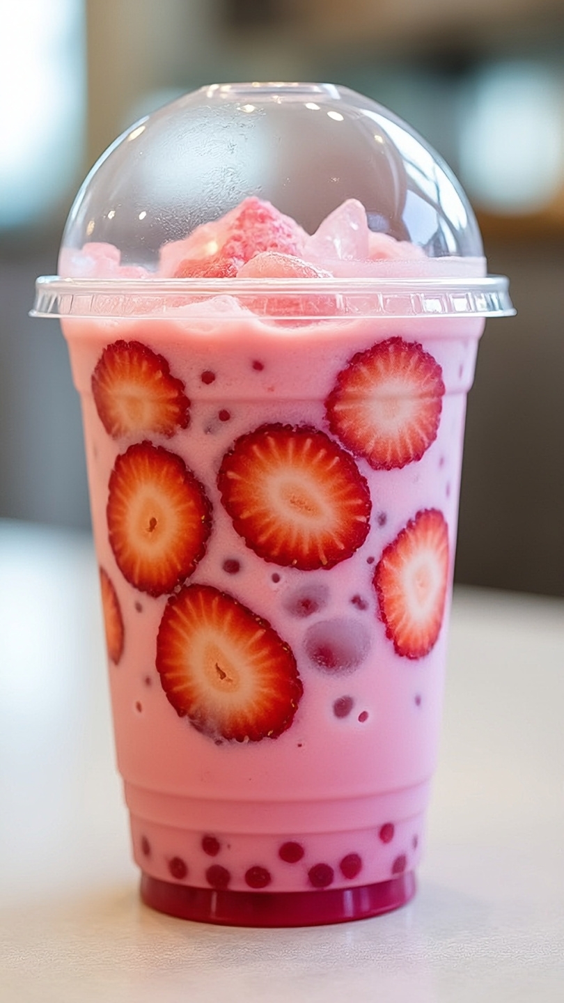 Es Buah Strawberry Leci Sago
