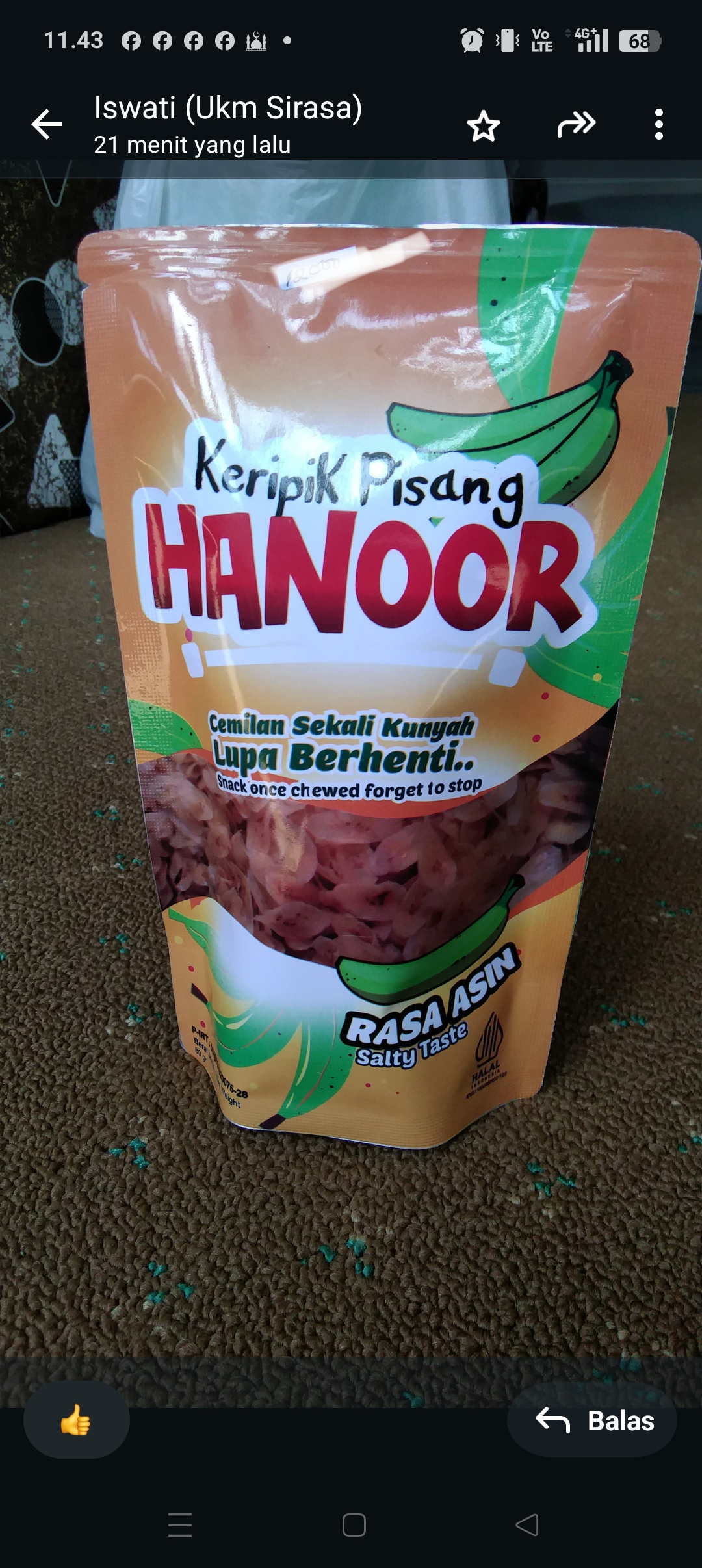 Keripik pisang Hanoor