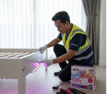 Jasa pemasangan lampu led strip dan material bantu