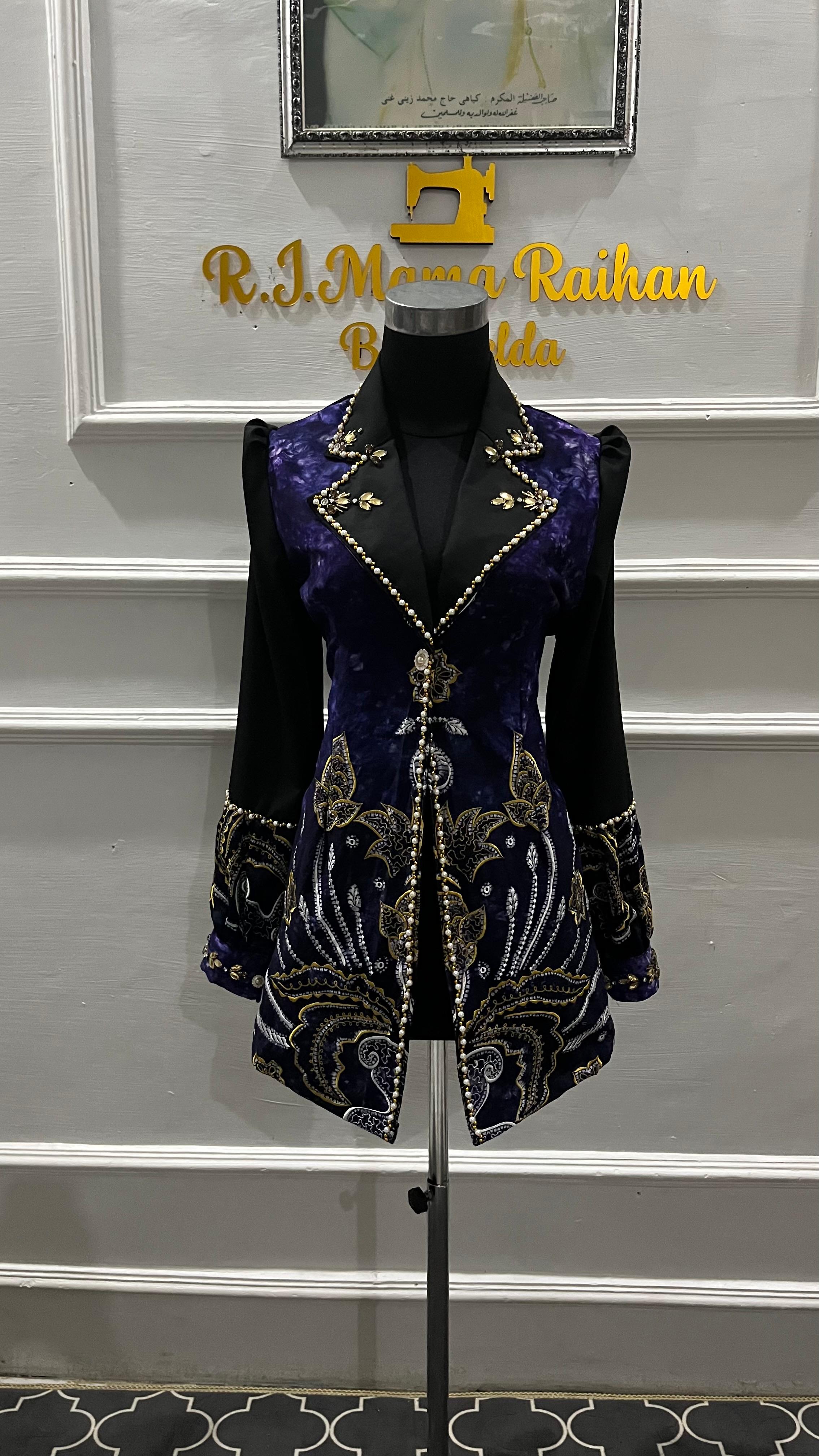 Jasa Jahit Blazer Sasirangan Navy + Payet