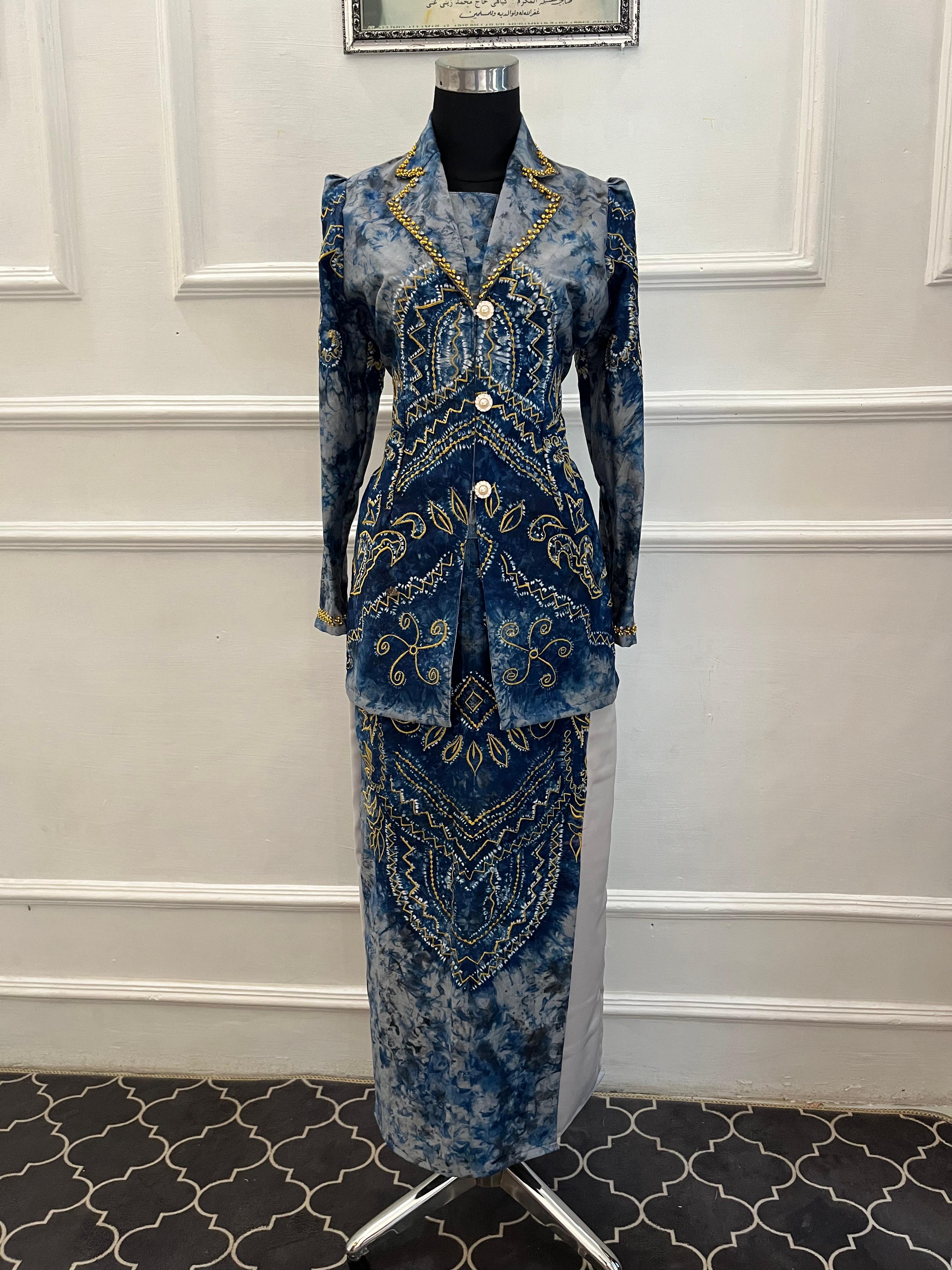 Jasa Jahit Setelan Baju Semi Blazer & Rok Sasirangan + Payet Mutiara