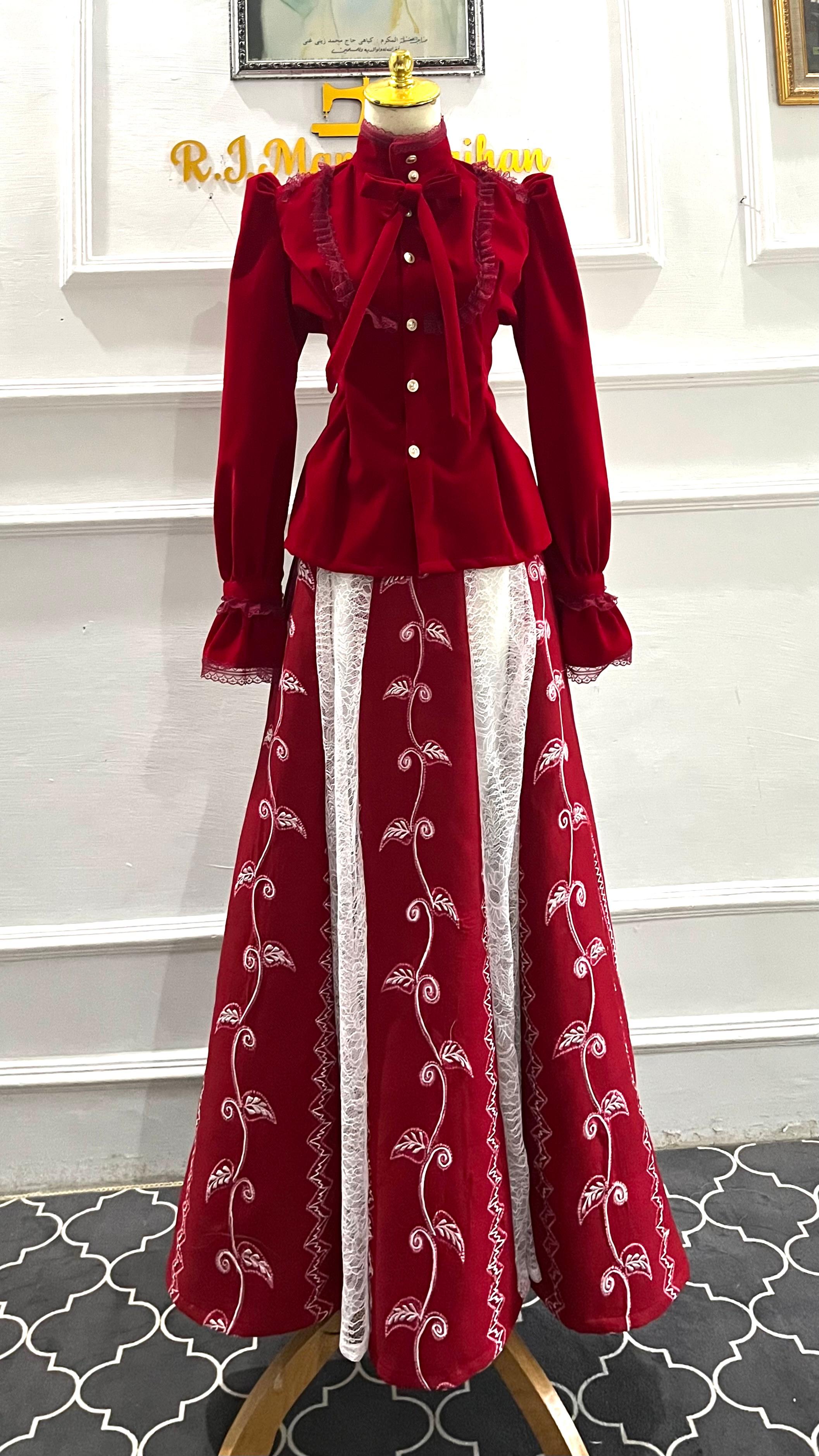 Jasa jahit baju bludru dan rok sasirangan mix renda