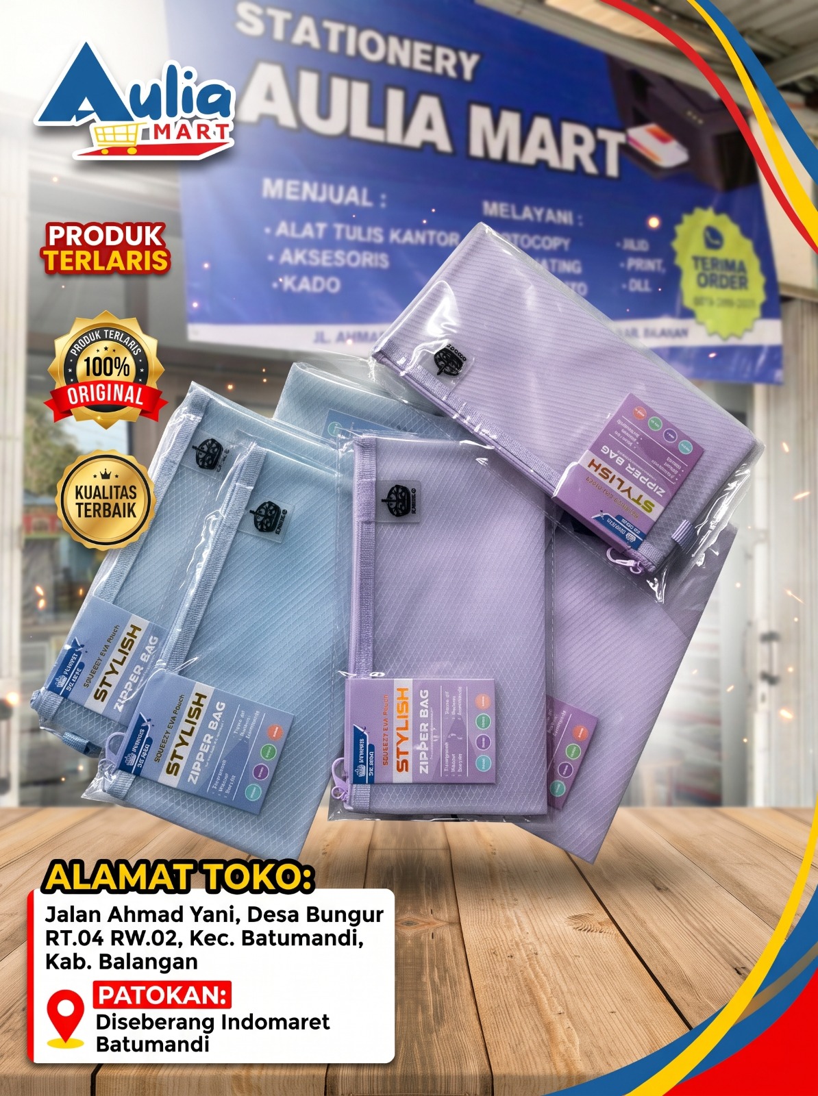 Stylish Zipper Bag Squeezy EVA Pouch ZL-5630 Tempat Pensil Dokumen Transparan Premium