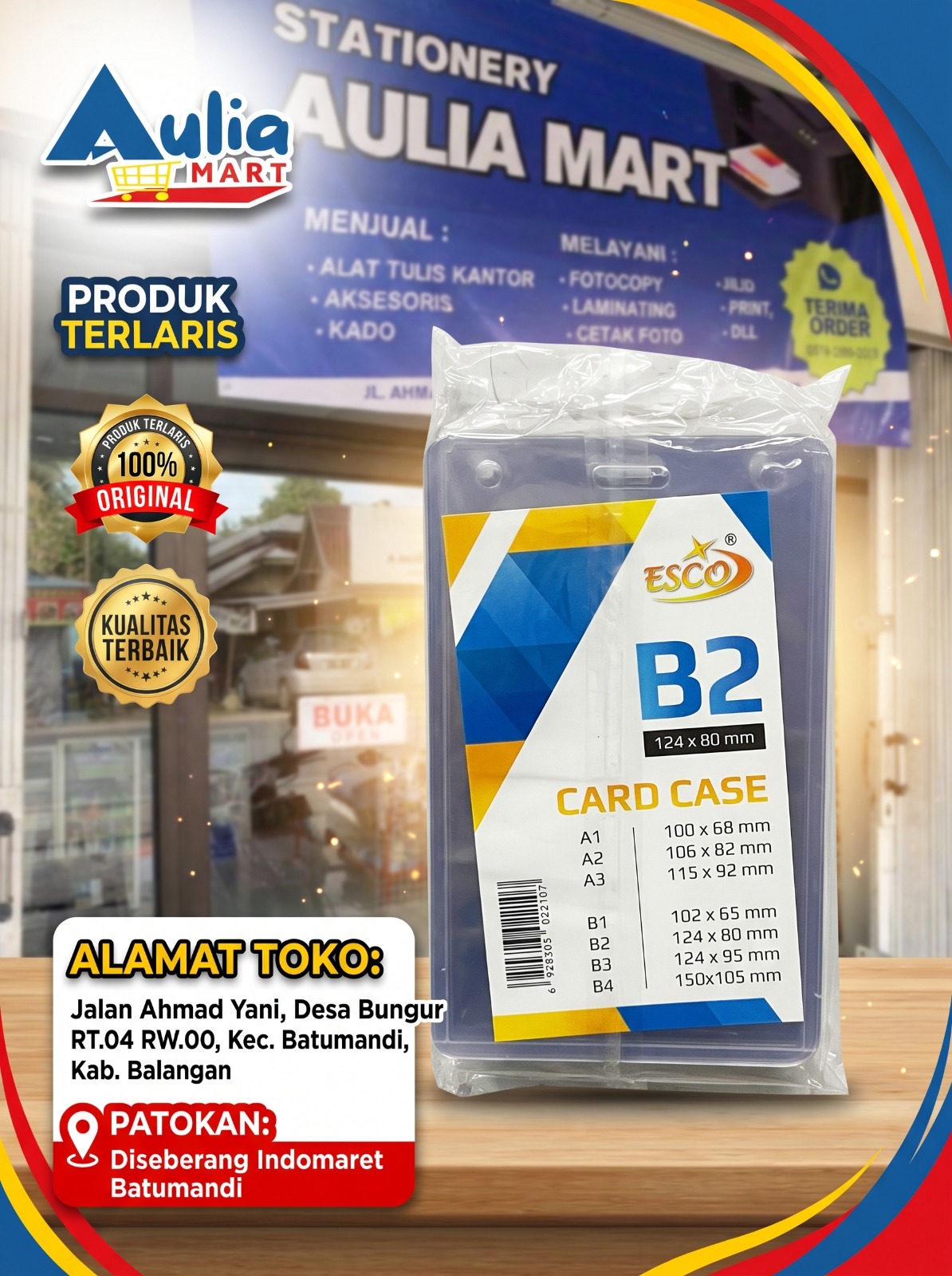 ESCO Card Case B2 124 x 80 mm Tempat ID Card Mika Tebal Transparan Panitia